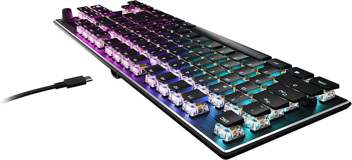 Vulcan TKL Mechanical Gaming Keyboard, Compact, Tenkeyless, Titan Optical Switches, RGB Lighting, Anodized Aluminum Top Plate, Detachable USB-C Cable, Low Profile Design, Black