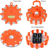 [8 Pack] LED Road Flares Safety Flashing Warning Light Roadside Emergency Disc Beacon Kit for Vehicles Boats with Magnetic Base & Hook, Premium Storage Bag (Batteries Not Included) (8)