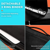 Portfolio Binder - 13 X 10.7 X 1.9 Inch, Vegan Leather, 3-Ring Padfolio for Women and Men W/Handle, Zipper, Notepad, Detachable Binder and Pockets for Tablet, Resume and Documents - Black