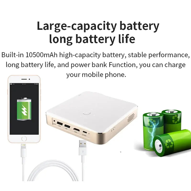 HD Portable Smart Projector Android 9.0 5G Wifi Proyector DLP 4K Projector 10500Mah Battery Mobile Smartphone Beamer