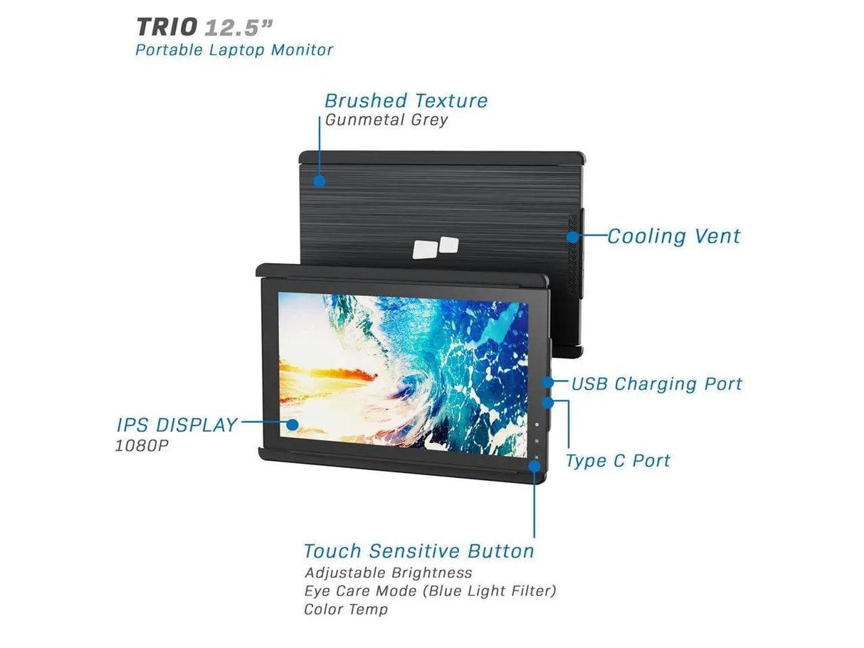 101-1003P01 Trio Portable 12.5 Inch Monitor Extension for Laptops