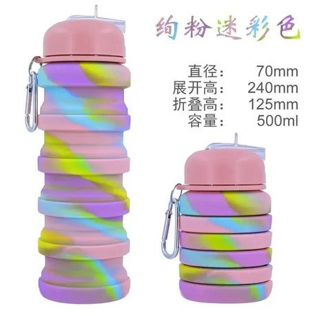 New Portable Silicone Water Bottle Retractable Folding Coffee Bottle Cups E Outdoor Travel Tools Collapsible Sport Bottles