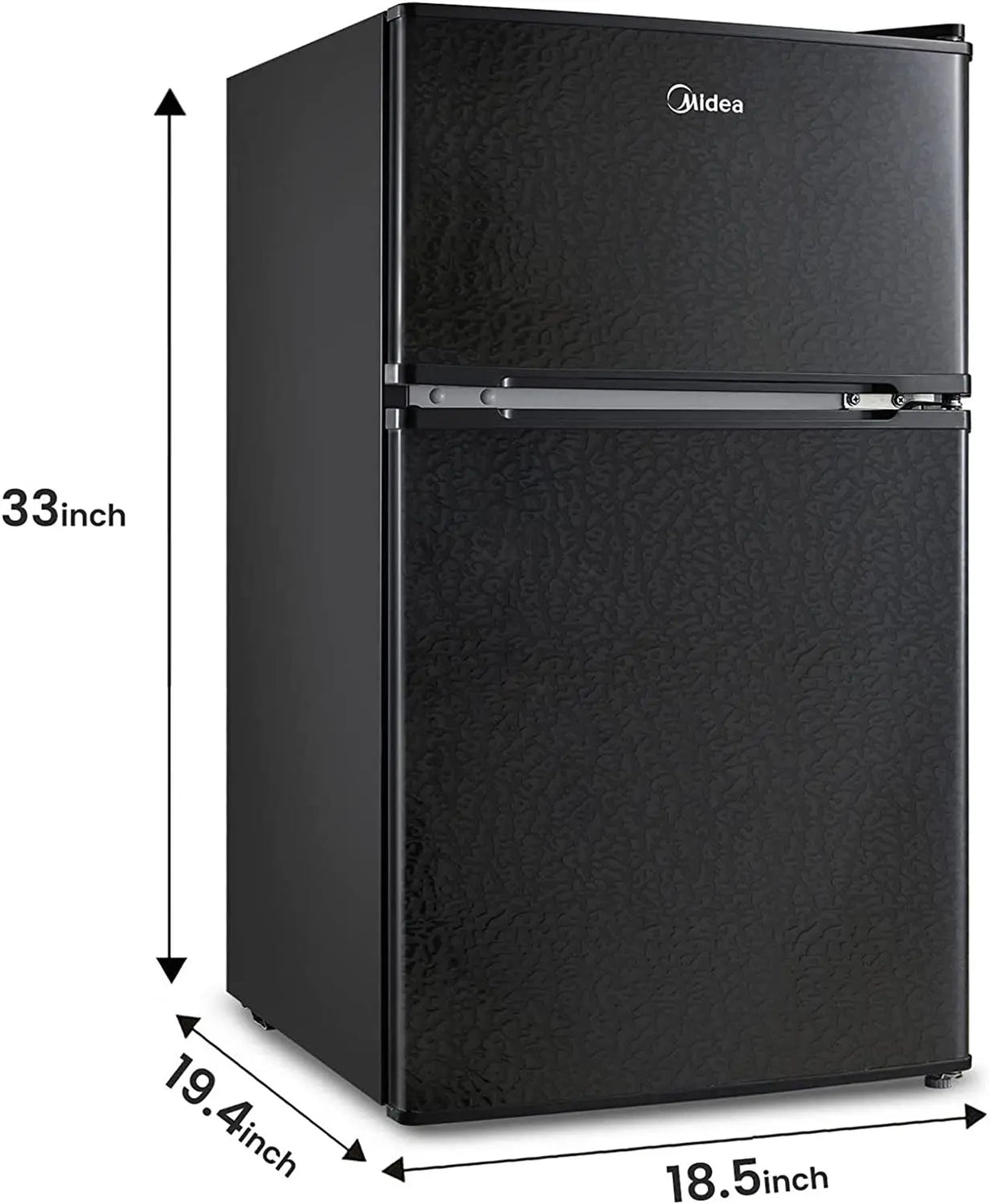 WHD-113FB1 Double Door Mini Fridge with Freezer for Bedroom Office or Dorm with Adjustable Remove Glass Shelves Compact Refrigerator, 3.1 Cu Ft, Black
