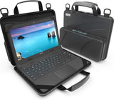 11-11.6 Inch Chromebook Case Protective Laptop Hard Cover Sleeve, Always-On Work in Case Pouch Handle Shoulder Strap (Black PU)