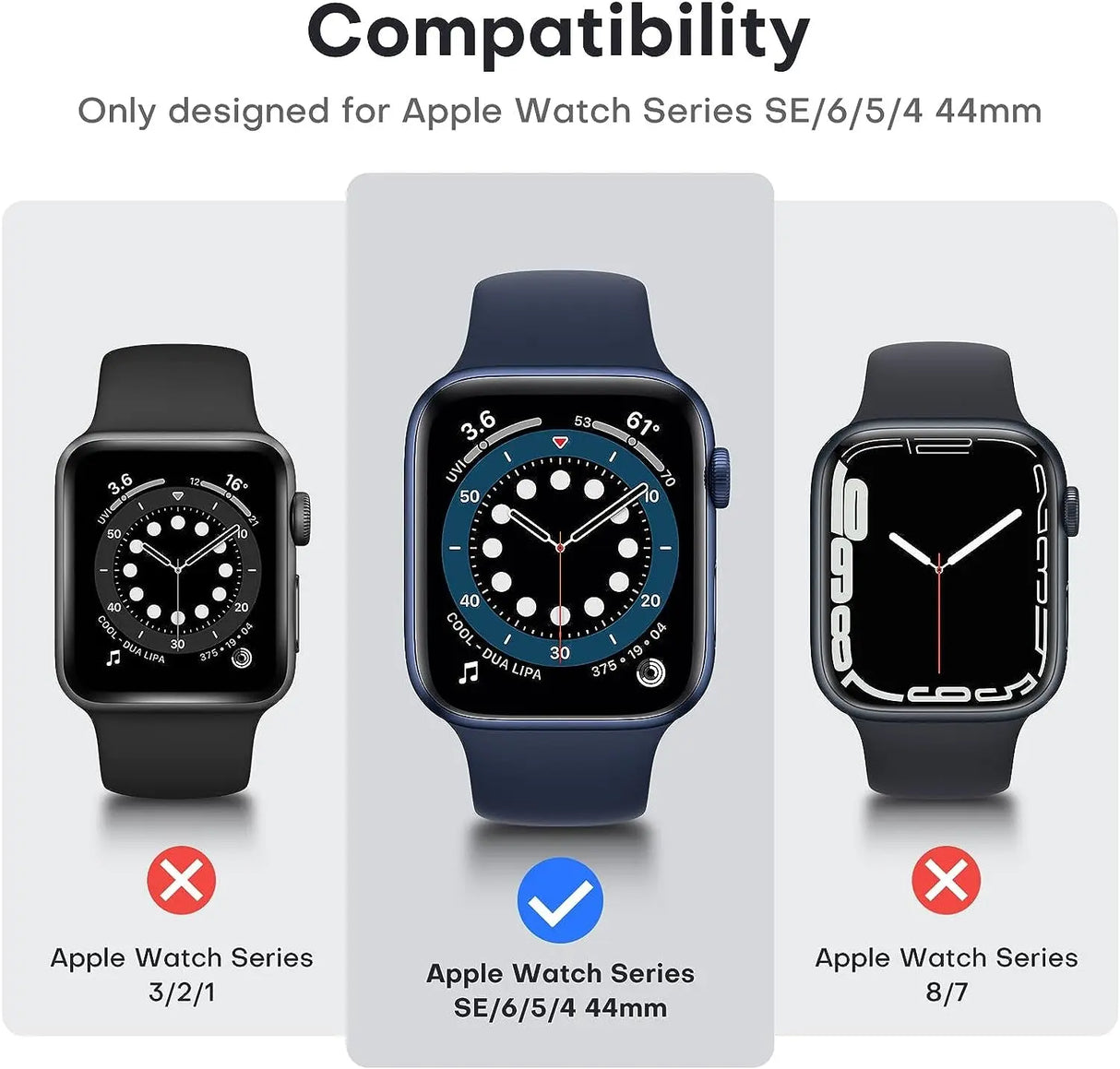 2 Pack Hard Case Designed for Apple Watch Se/Series 6/5/4 44Mm with 9H Tempered Glass Screen Protector, [Touch Sensitive] [Full Coverage] Slim Bumper Protective Cover 44Mm, Blue