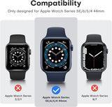 2 Pack Hard Case Designed for Apple Watch Se/Series 6/5/4 44Mm with 9H Tempered Glass Screen Protector, [Touch Sensitive] [Full Coverage] Slim Bumper Protective Cover 44Mm, Blue