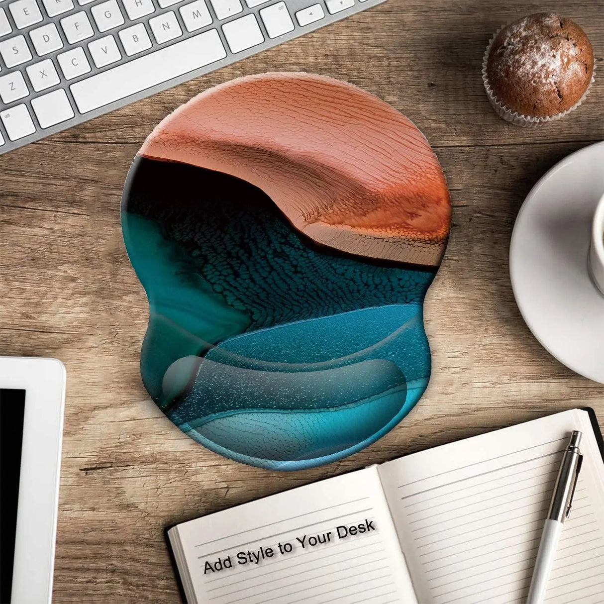 Mouse Pad, Ergonomic Mouse Pad with Gel Wrist Rest Support, Gaming Mouse Pad with Lycra Cloth, Non-Slip PU Base for Computer, Laptop, Home, Office & Travel, Abstract Marbling