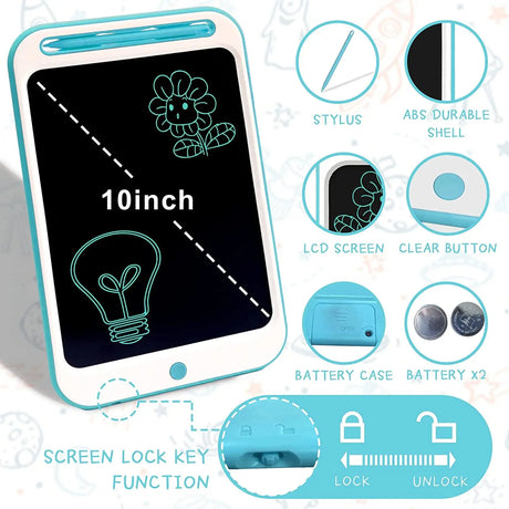 10 Inches LCD Writing Tablet for Kids, Doodle Board Drawing Tablet Kids LCD Board Digital Writing Pad with Memory Lock Educational Learning Toys Gifts for 3 4 5 6 7 8 9 Years Old Boys Girls