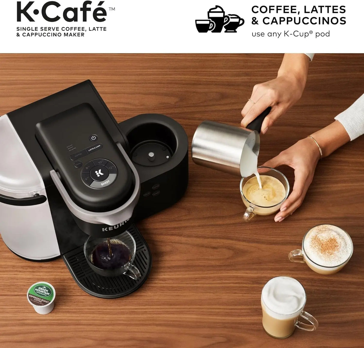 K-Cafe Single Serve K-Cup Coffee, Latte and Cappuccino Maker, Dark Charcoal