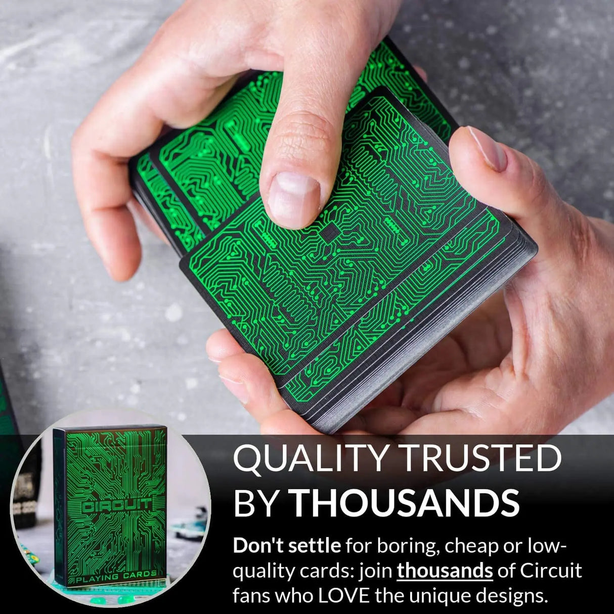 Circuit Neon Green Playing Cards with Free Card Game Ebook, Creative Deck of Cards, Premium Card Deck, Cool Poker Cards, Unique Bright Colors for Kids & Adults, Computer Themed, Black Playing Cards