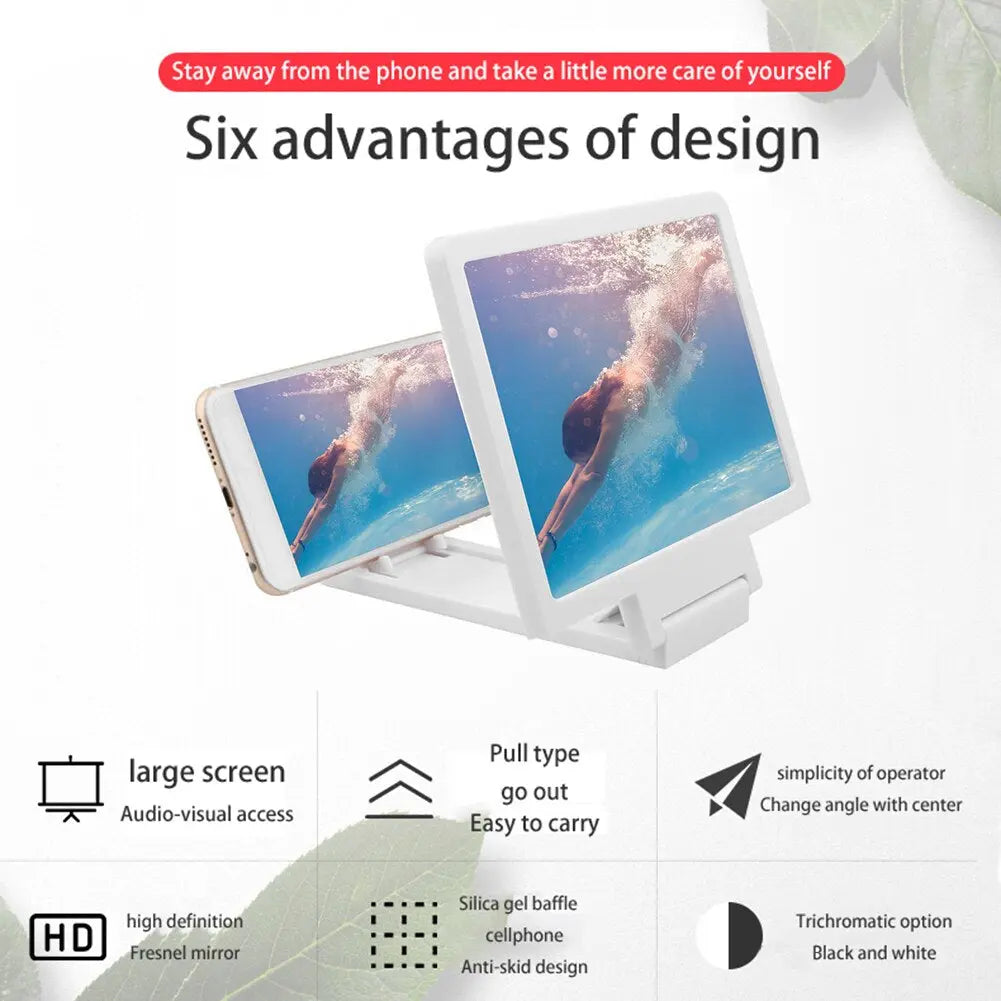 F1 8.2 Inch HD Mobile Phone Screen Magnifier 3D Smartphone Screen Stand Amplifier Enlarger Projector Holder