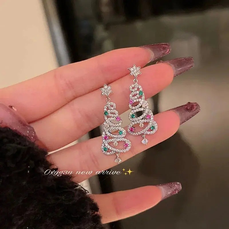 2023 New Trendy Statement Christmas Tree Earrings for Women Delicate Fashion Personality Sweet Versatile Christmas Earrings