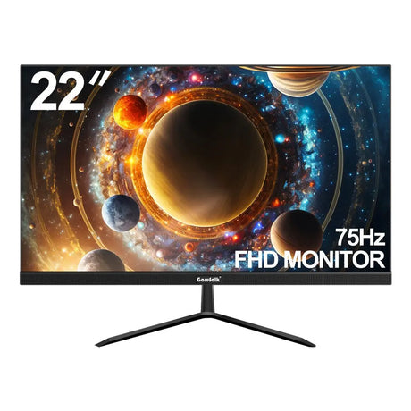 22" Curved Monitor, FHD 1080P 75Hz Ultra-Thin Bezel-Less VA Display, HDMI VGA Computer Monitor Home Office Movies