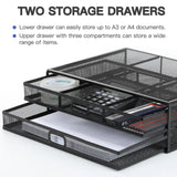 Monitor Riser Stand with Drawer Mesh Metal Desk Organizer for PC, Laptop, Hold up to 33Lbs