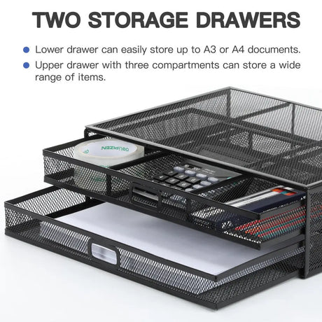 Monitor Riser Stand with Drawer Mesh Metal Desk Organizer for PC, Laptop, Hold up to 33Lbs