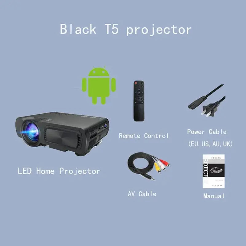 LED Mini Projector T5 Video Beamer for Home Cinema Media Player Wireless Sync Display for Iphone Android Phone Proyector
