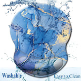 Wrist Mouse Pad, Non-Slip Ergonomic Mouse Pad with Gel Wrist Rest Support, Gaming Mouse Pad 8.7 X 7.5 Inches Pad for Computer, Laptop, Home, Office (Marble Golden Blue)