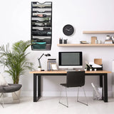 10 Pockets Mesh Wall File Holder Organizer Office Hanging Magazine Rack, Black