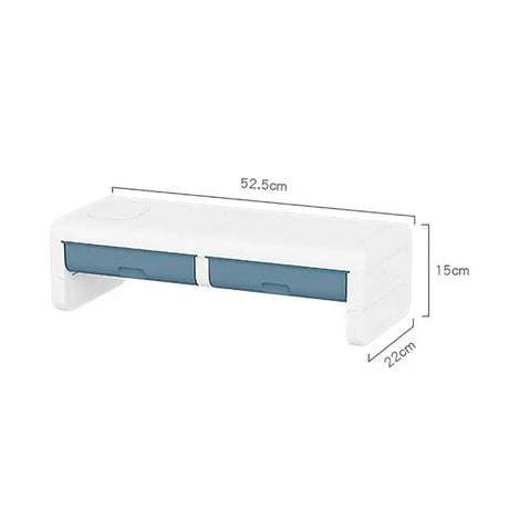 Desktop Computer Monitor Stand Raiser Multi-Function Storage Shelf 2 Drawer PC Computer Laptop Holder Heightening Bracket