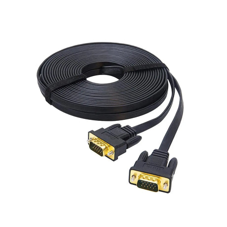 VGA to VGA Cable 50Ft Long Thin Flat 15 Pin Computer Monitor Cord Male to Male SVGA Wire (50 Feet, Black)