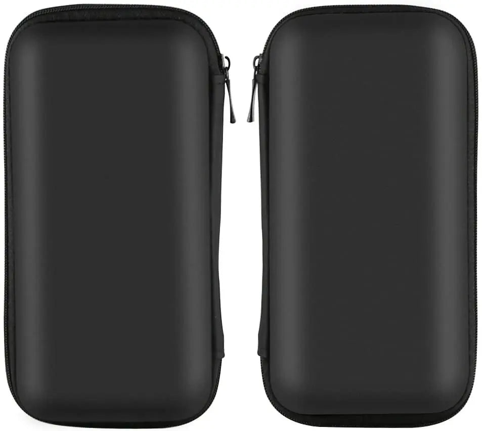Shockproof Carrying Case Hard Protective EVA Case Impact Resistant Travel 12000Mah Bank Pouch Bag USB Cable Organizer Earbuds Sleeve Pocket Accessory Smooth Coating Zipper Wallet Black