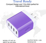 Wall Charger Block,  4-Multi Port USB Wall Charger Plug 4.8A Power Adapter Charging Block Cube Charger Box for Iphone 15 14 13 Pro Max 12 11 XS X 8 Plus, Ipad, Samsung Galaxy, LG, Moto, Android