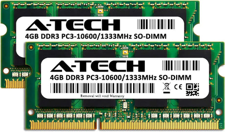 8GB (2X4Gb) DDR3 1333Mhz PC3-10600 CL9 SODIMM 204-Pin Non-Ecc SO-DIMM Laptop, Notebook RAM Memory Modules