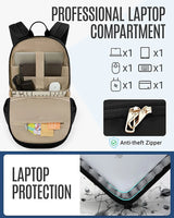 Travel Backpack for Women, 15.6 Inch anti Theft Laptop Backpack with USB Charging Hole, Water Resistant College Bookbag, Large Capacity Black Computer Backpacks for Work, Black