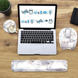 Keyboard Wrist Rest Mouse Pad Wrist Support for Computer/Laptop Memory Foam Keyboard Pad Ergonomic Hand Rest Wrist Cushion for Home Office Gaming - White Marble