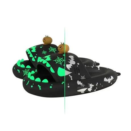 Women Shark Slippers Halloween Christmas Print Soft Platform Slippers Thick Bottom Glow in Dark Slides Home Outdoor Sandals