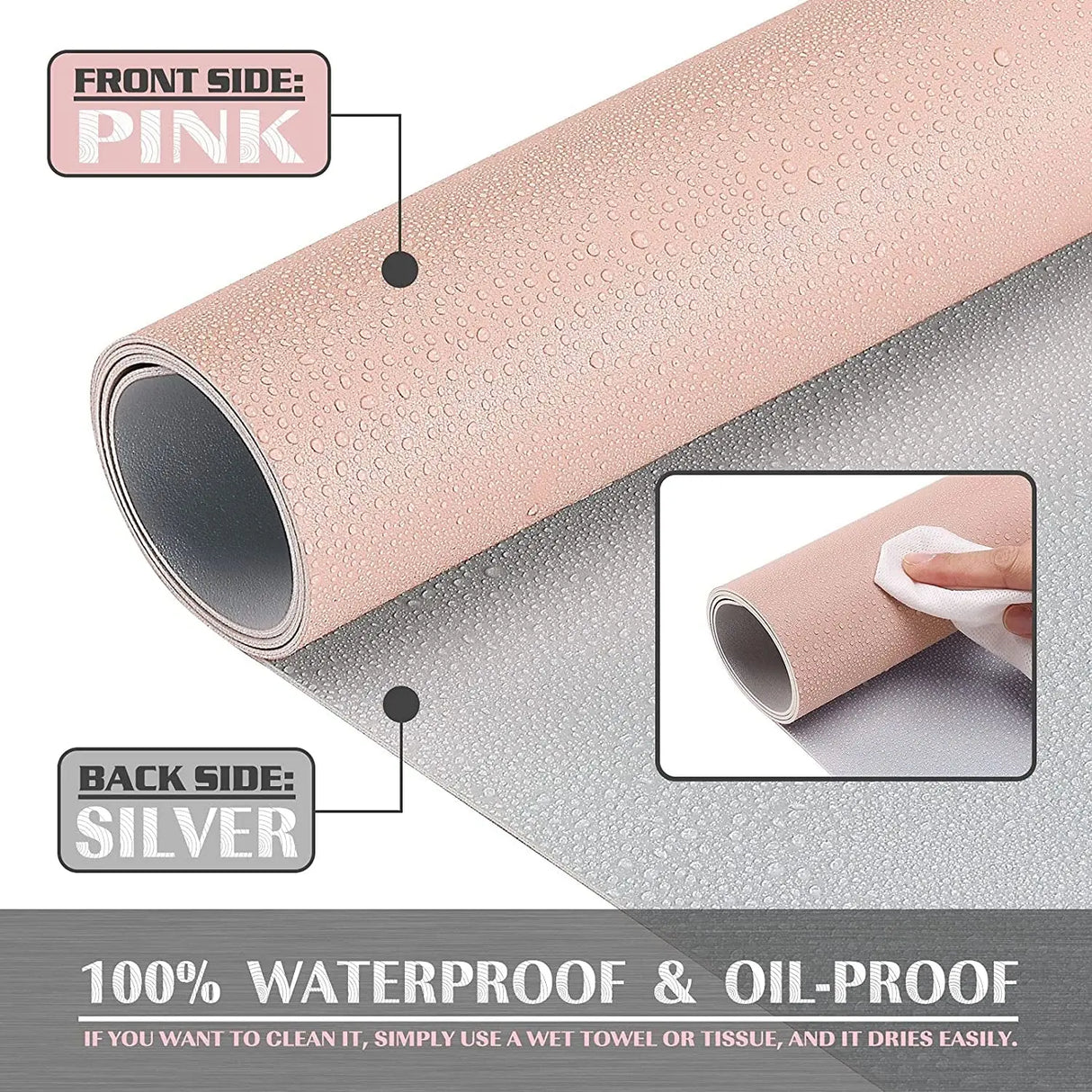 Waterproof Leather Desk Mat for Desktop, Keyboard and Mouse - Pink, 31.5" X 15.7"