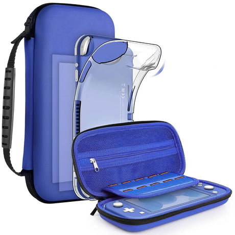 8PCS Case Compatible with Switch Lite 2021, Accessories Kit 1 Soft Silicon Case + 2 Screen Protector + 4 Thumb Caps + 1 Storage Carrying New Blue