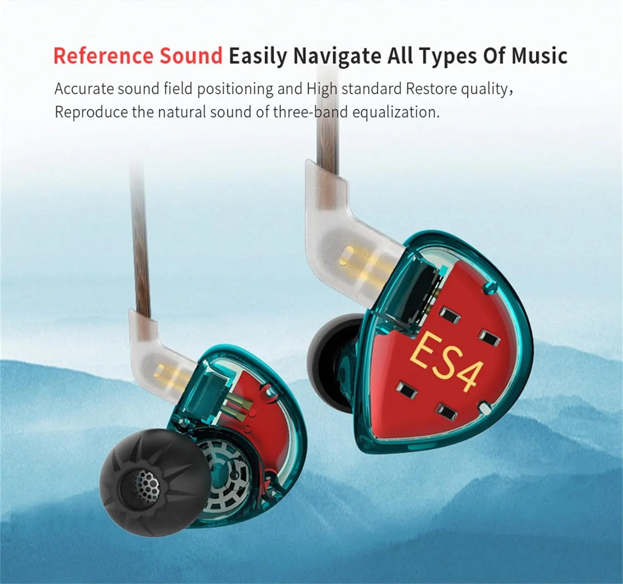 ES4 Wired Earbuds Extra Bass High Fidelity in Ear Monitor Earbuds 1Dd 1Ba Drivers Hybrid Technology IEM Earphones Wired  Headphones for Gaming Video Music (Black with Mic)