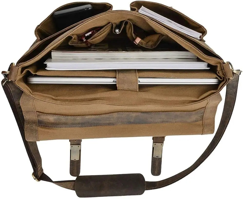 16 Inch Leather Briefcase Laptop Messenger Bags for Men and Women Best Office School College Satchel Bag