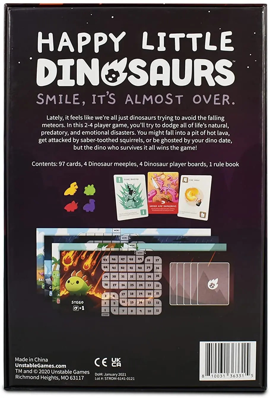 - Happy Little Dinosaurs Card Game - Dodge Disasters & Survive the Apocalypse! - 2-4 Players Ages 8+