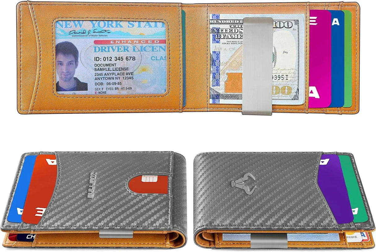 Slim Wallet Money Clip, Mens Front Pocket Wallet for Men 8 Cards 3"X4.25",Rfid Blocking,Gift Boxed