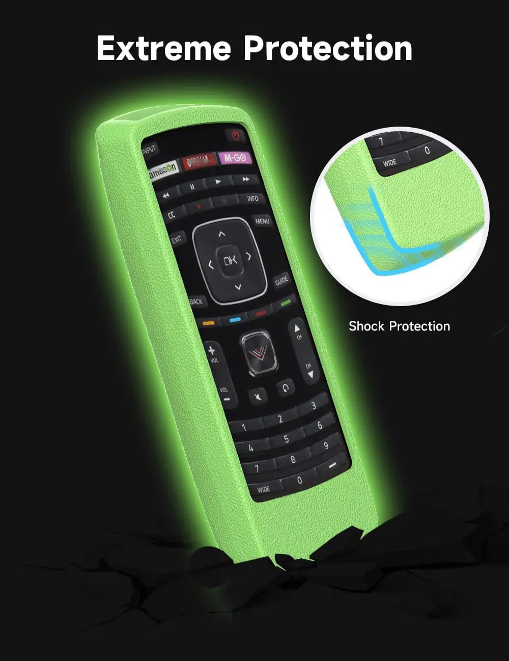 Remote Case for Vizio XRT112 / XRV4TV Smart TV Remote Skin-Friendly Silicone Cover for Vizio XRT112 / XRV4TV Remote Control Shockproof Anti-Lost with Remote Loop (Glow in Dark Green)