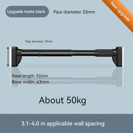 40-450CM White Shower Curtain Rod Adjustable Stainless Steel Tension Telescopic Rod for Bathroom Windows No Drill Simple Bracket