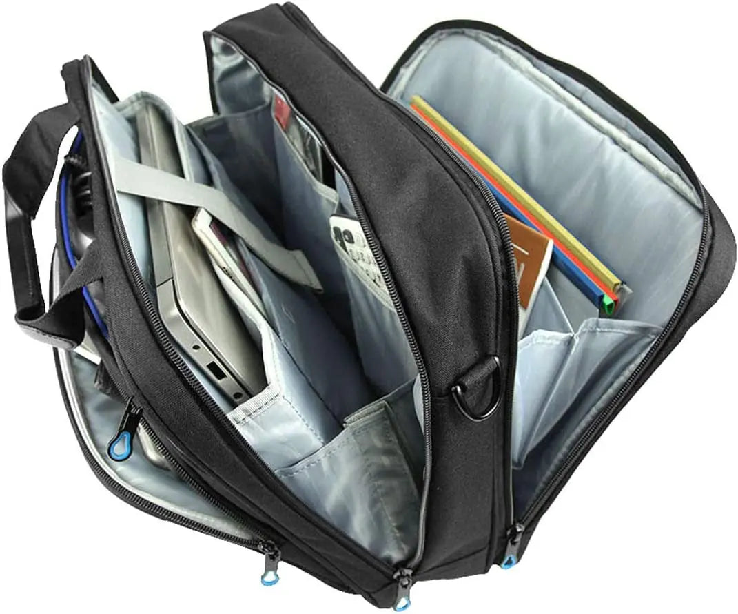 Laptop Bag 15.6 Inch Laptop Briefcase Laptop Messenger Bag Water Repellent Computer Case Laptop Shoulder Bag Durable Tablet Sleeve with RFID Pockets for Business/College/Women/Men-Black/Blue