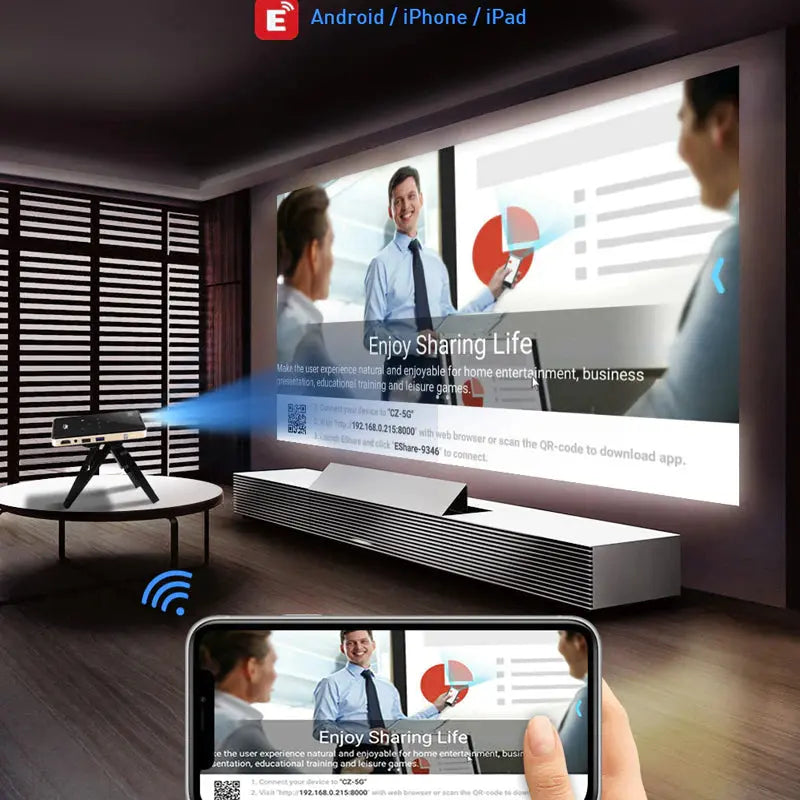 HD Portable Mini 3D 4K DLP Projector Android 9.0 5G WIFI Mobile Pocket Beamer Smartphone Home Video Game Proyector