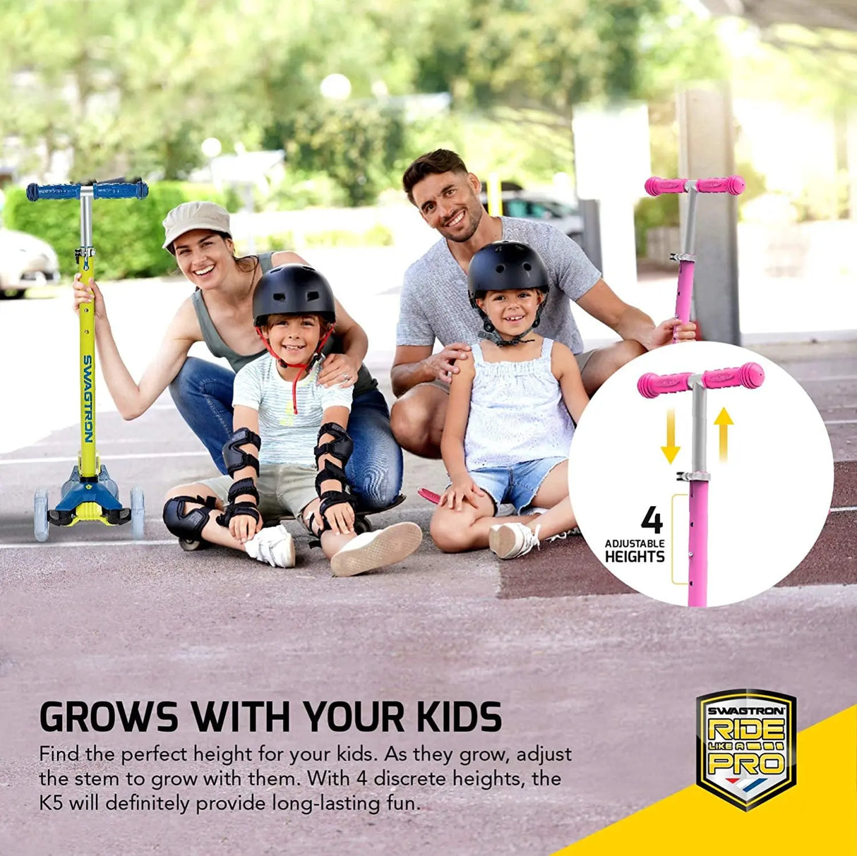 K5 3-Wheel Kids Scooter with Light-Up Wheels | Quick Assembly | Astm-Certified | Height-Adjustable for Boys or Girls Ages 3+