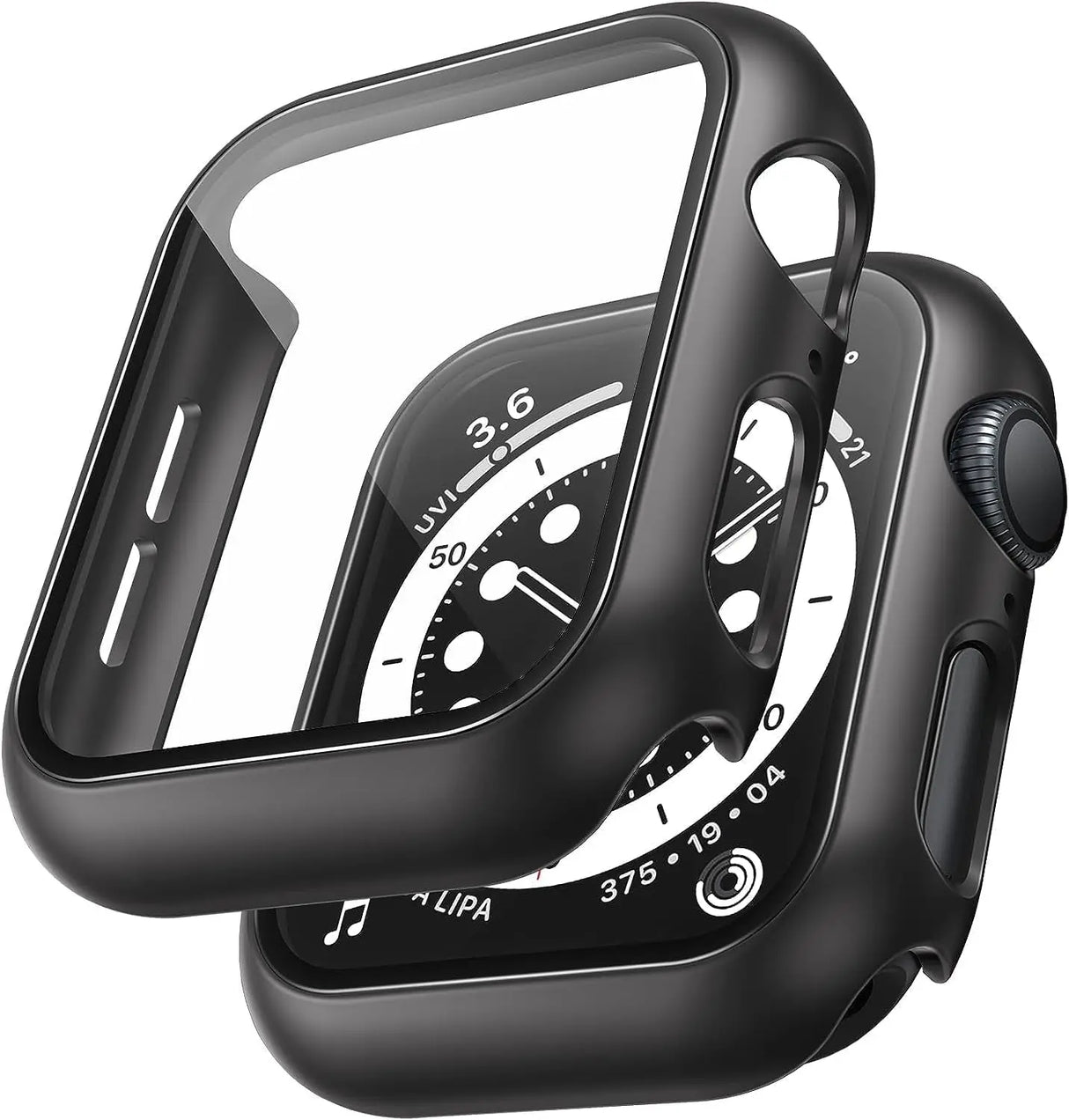 2 Pack Hard Case Designed for Apple Watch Series SE 6 5 4 44Mm [Full Protection], with 9H Tempered Glass Screen Protector [Touch Sensitive] Slim Bumper Protective Cover 44Mm, Black