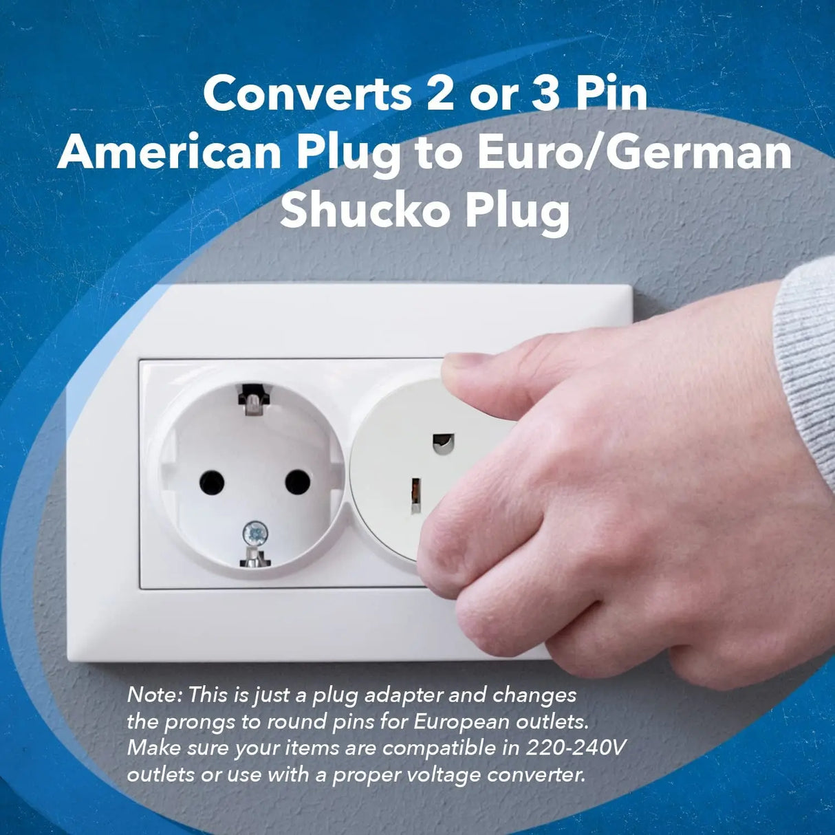 American USA to European Schuko Germany Plug Adapters CE Certified Heavy Duty - 6 Pack - Perfect for Travelling with Cell Phones, Laptops, Cameras & More