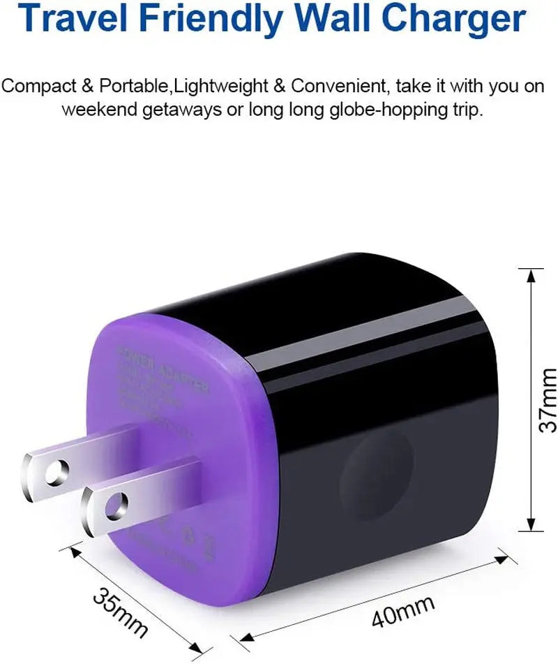 Charger Plug, Charging Block, Dual USB Wall Charger with Micro USB Charger Cable Android Phone Charger for Samsung Galaxy J7V J8, J7 Crown/Prime/Star/Sky Pro/Refine, S7 S6 Plus/Edge/Active