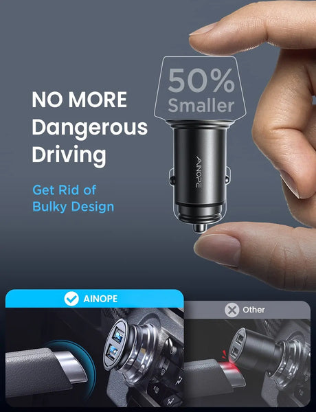 2 Pack Fast Mini Car Charger, 4.8A Metal Car Charger Adapter Flush Fit, Dual Port USB Car Charger Compatible with Iphone 14 13 12 Pro Max 8 plus 7 6S, Samsung Galaxy S23/10/9/8/7, Ipad Kindle