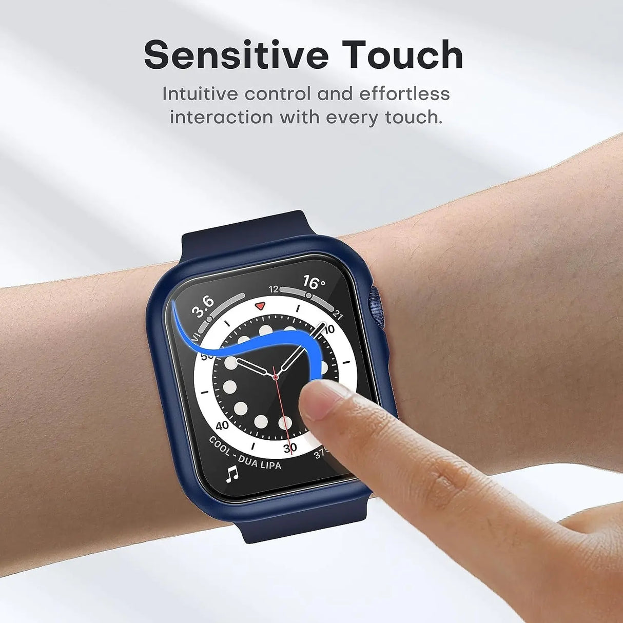 2 Pack Hard Case Designed for Apple Watch Se/Series 6/5/4 44Mm with 9H Tempered Glass Screen Protector, [Touch Sensitive] [Full Coverage] Slim Bumper Protective Cover 44Mm, Blue