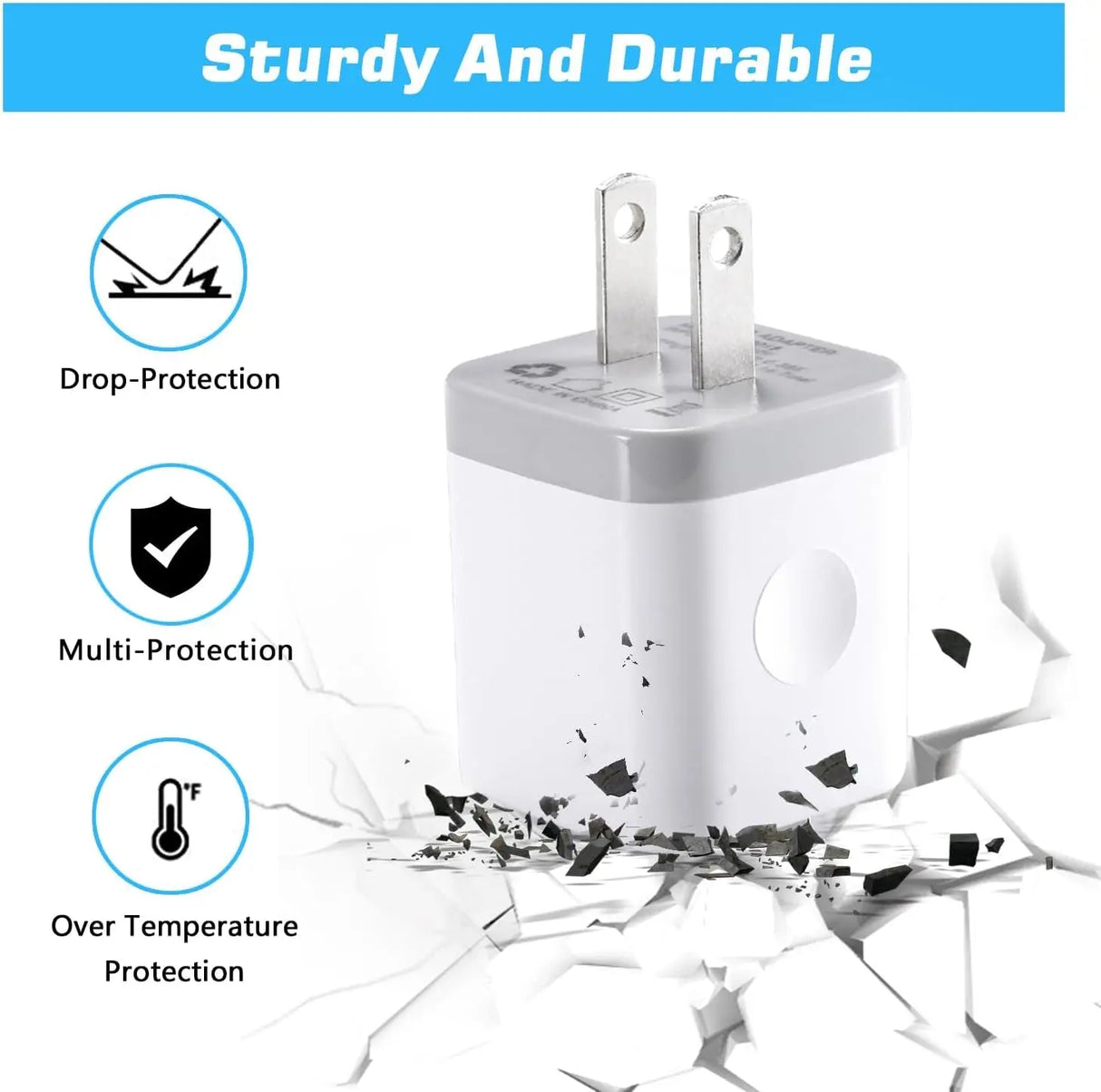 Wall Charger,4-Pack 2.1A Dual Port USB Power Adapter Plug Charging Block Cube for Phone 8/7/6 Plus/X, Pad, Samsung Galaxy S5 S6 S7 Edge,Lg, Android (White)