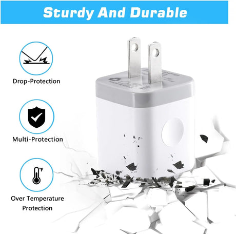 Wall Charger,4-Pack 2.1A Dual Port USB Power Adapter Plug Charging Block Cube for Phone 8/7/6 Plus/X, Pad, Samsung Galaxy S5 S6 S7 Edge,Lg, Android (White)