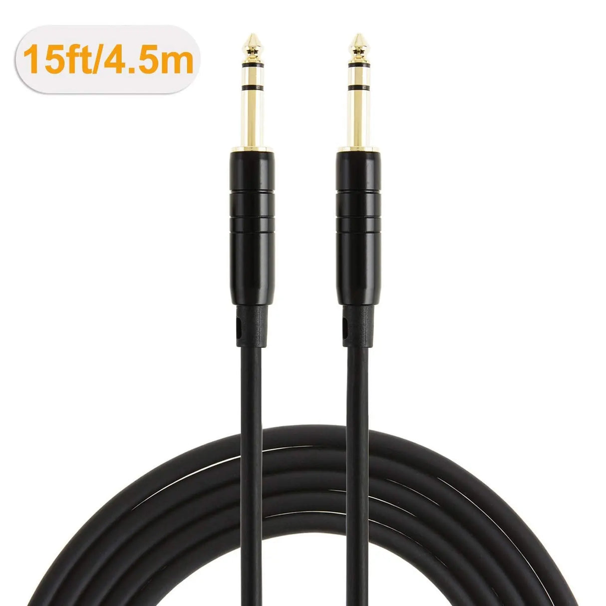 15 Feet 6.35Mm 1/4" TRS to 6.35Mm 1/4" TRS Balanced Stereo Audio Cable, Male to Male, 4.5 Meters/Black