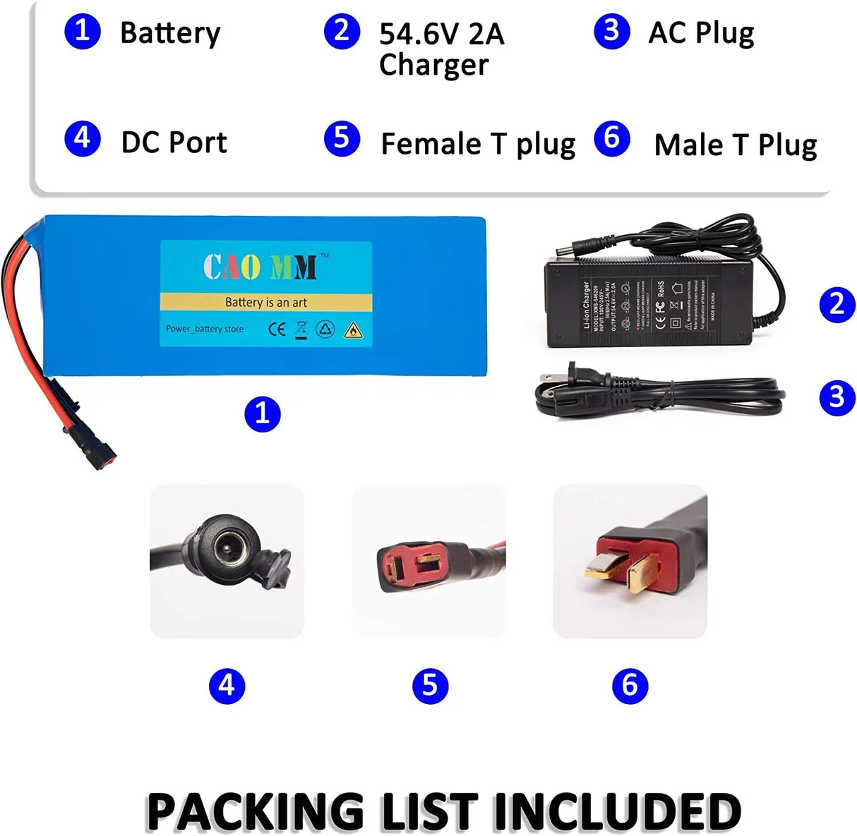 48V Battery, 10Ah/ 14AH/ 20AH Ebike Battery for 200-1200W Electric Bike Bicycle, Scooter and Other Motor